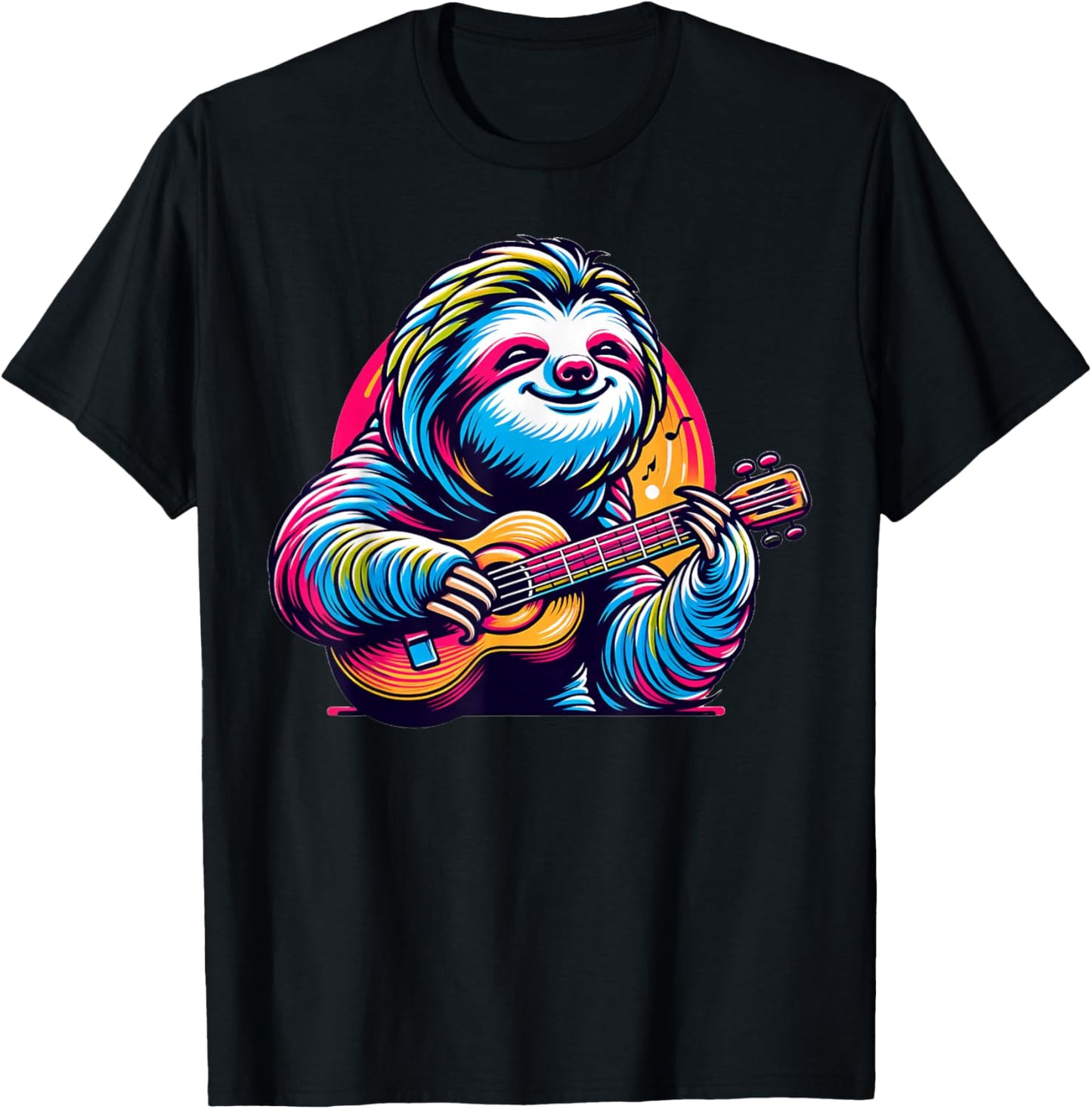 Cute Sloth Playing Guitar Sloths Musician Music T-Shirt - T-Shirt | Black
