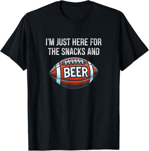 I'm Just Here For The Snacks And Beer - Football - Vintage T-Shirt - T-Shirt | Black