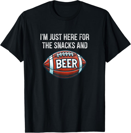 I'm Just Here For The Snacks And Beer - Football - Vintage T-Shirt - T-Shirt | Black