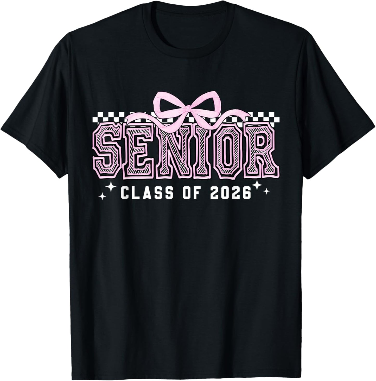 Senior 2026 Coquette Bow Class of 2026 Graduation Graduate T-Shirt - T-Shirt | Black