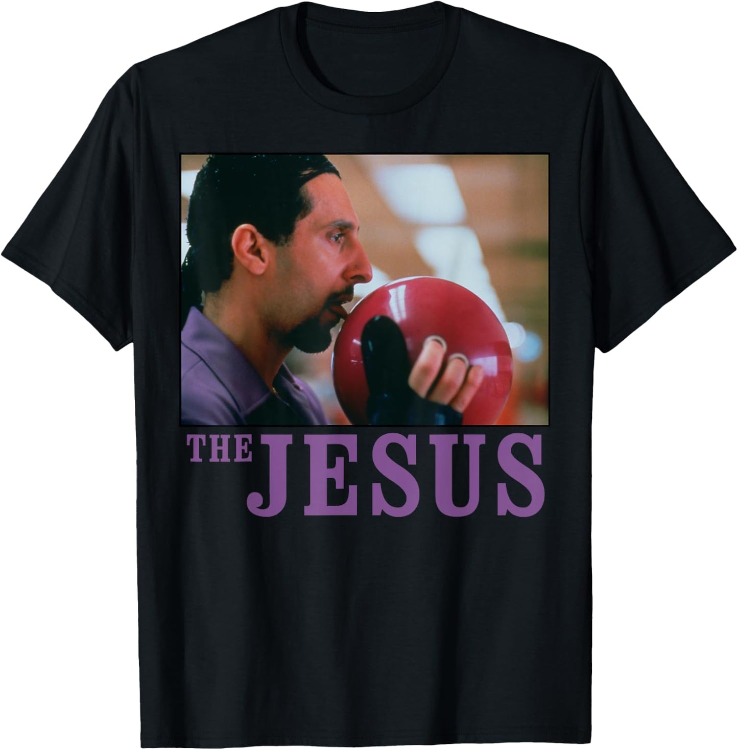 The Big Lebowski Jesus Licking the Bowling Ball T-Shirt - T-Shirt | Black