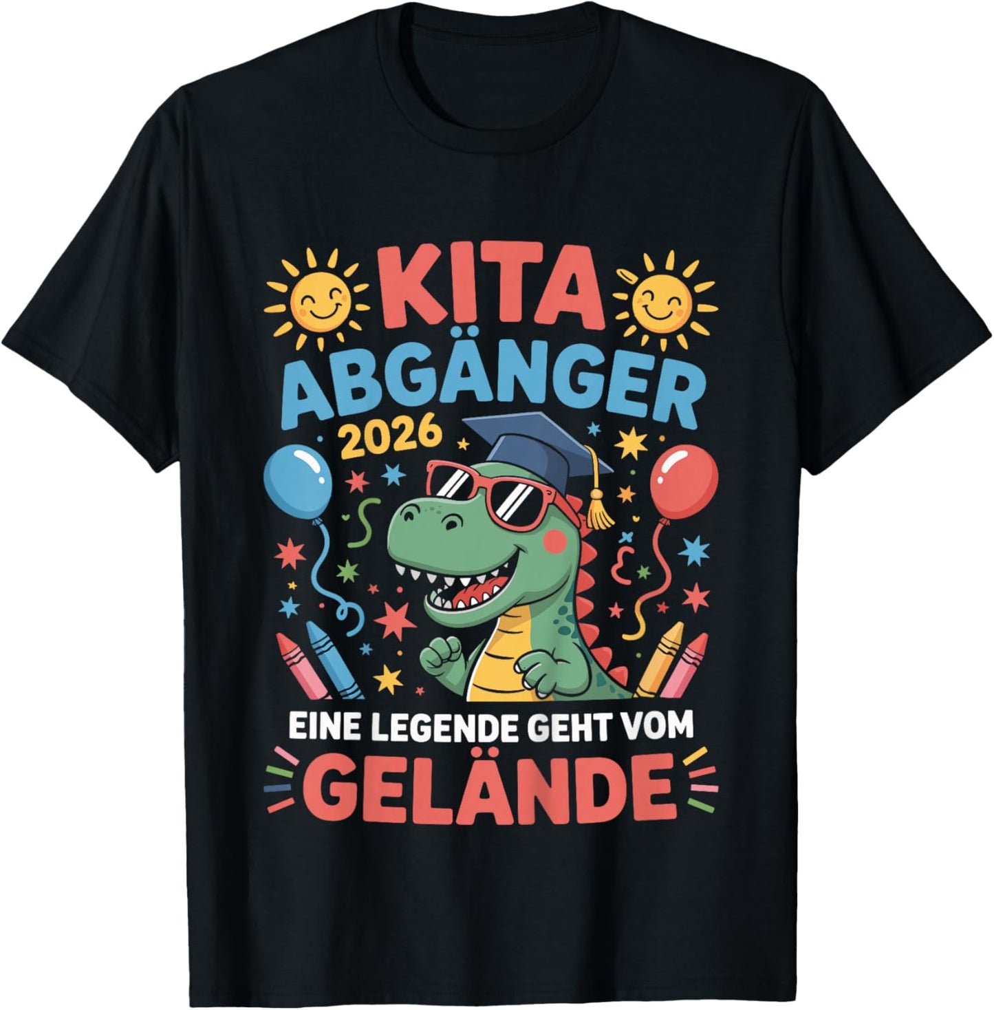 Kinder Kita Abgänger 2026 Schulkind Einschulung Schule Letzter Tag T-Shirt - T-Shirt | Black