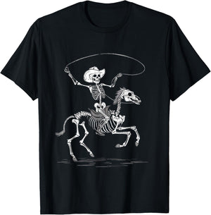Halloween Cowboy Horse Skeleton Costume T-Shirt - T-Shirt | Black