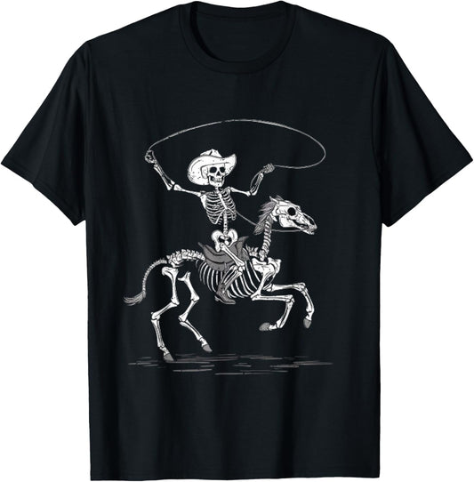 Halloween Cowboy Horse Skeleton Costume T-Shirt - T-Shirt | Black