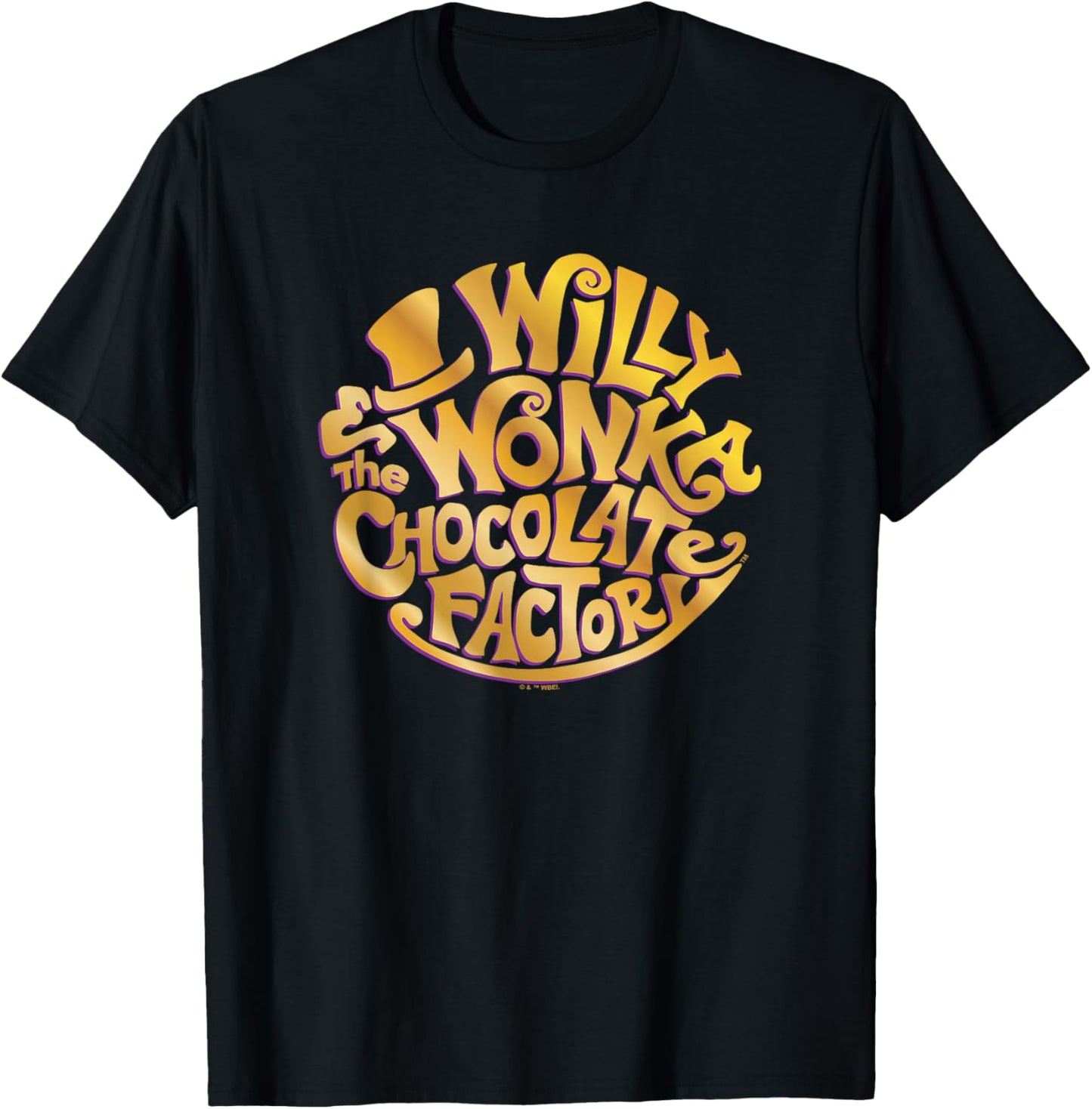 Willy Wonka and The Chocolate Factory Gold Circle Logo T-Shirt - T-Shirt | Black