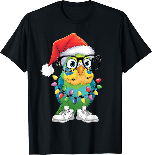 Groovy Xmas Budgie Birds Lover Christmas Parakeet Budgie T-Shirt - T-Shirt | Black