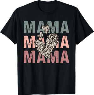 Mama Mama Mama Heart Funny Mom Mother's Day T-Shirt - T-Shirt | Black