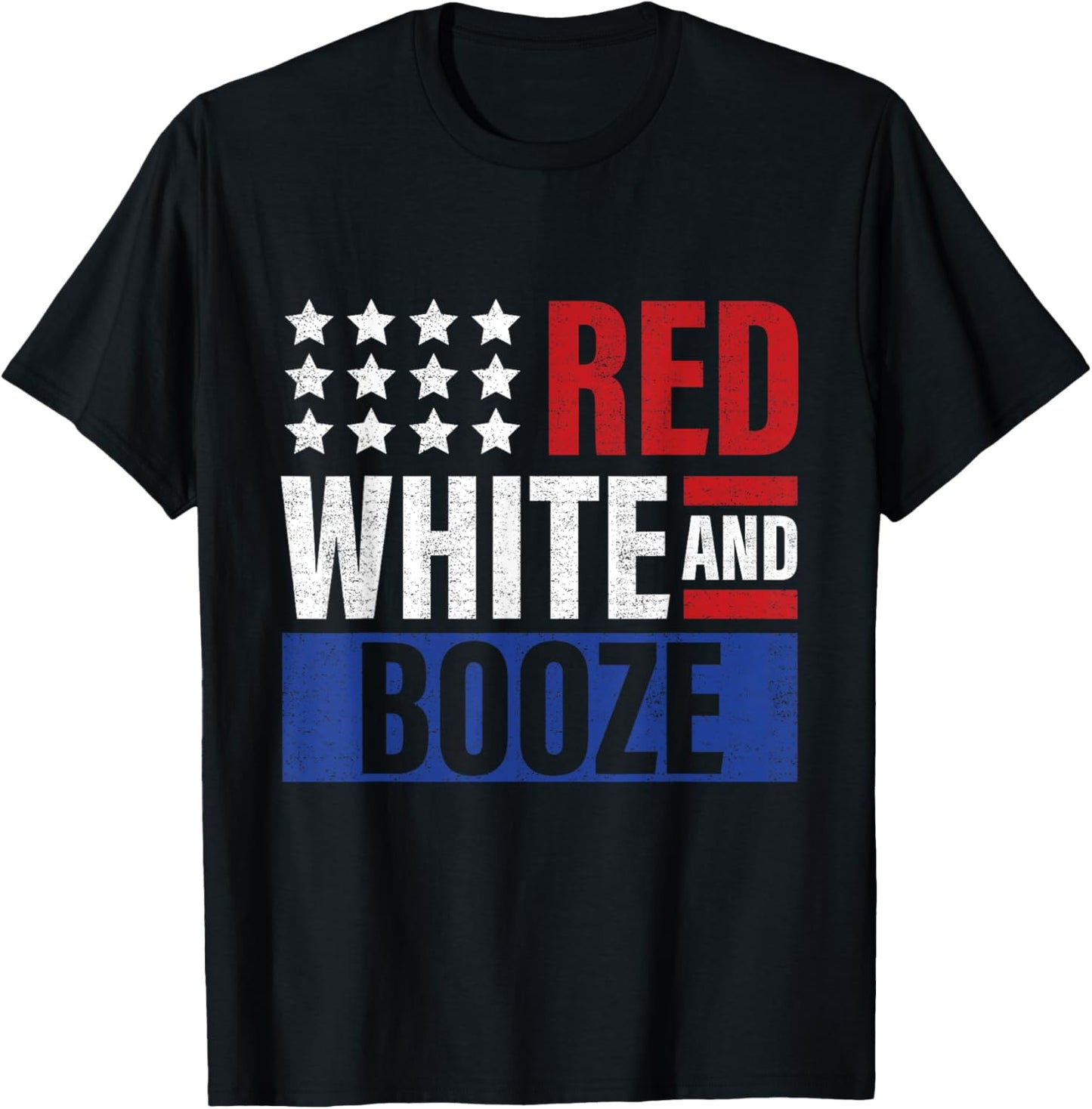 Red White and Booze Shirt Women Men 4th July Drinking T-Shirt - T-Shirt | Black