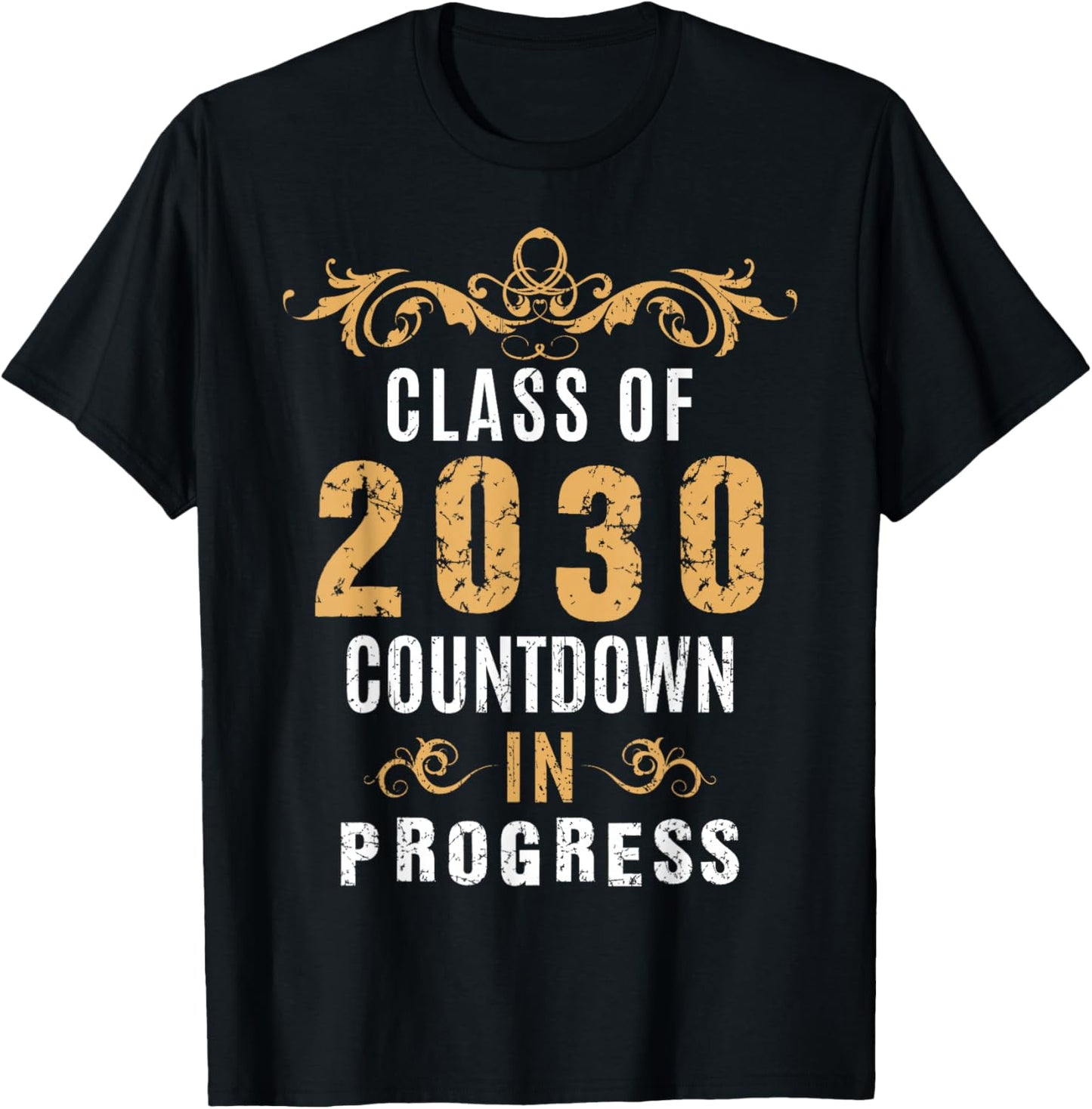 Class Of 2030 Countdown In Progress Vintage Graduate Grad 30 T-Shirt - T-Shirt | Black