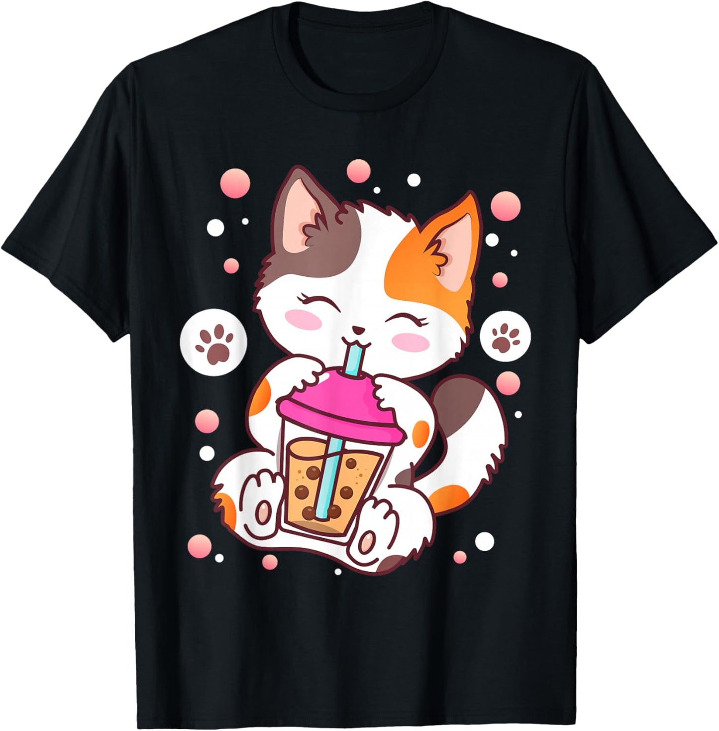 Katze Boba Bubble Tea Anime Kawaii Neko T-Shirt - T-Shirt | Black