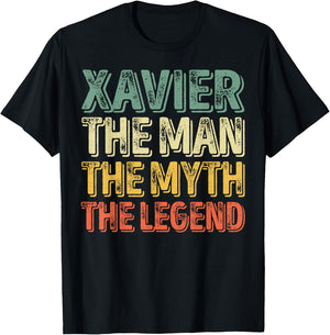 Xavier The Man The Myth The Legend Shirt First Name Xavier T-Shirt - T-Shirt | Black