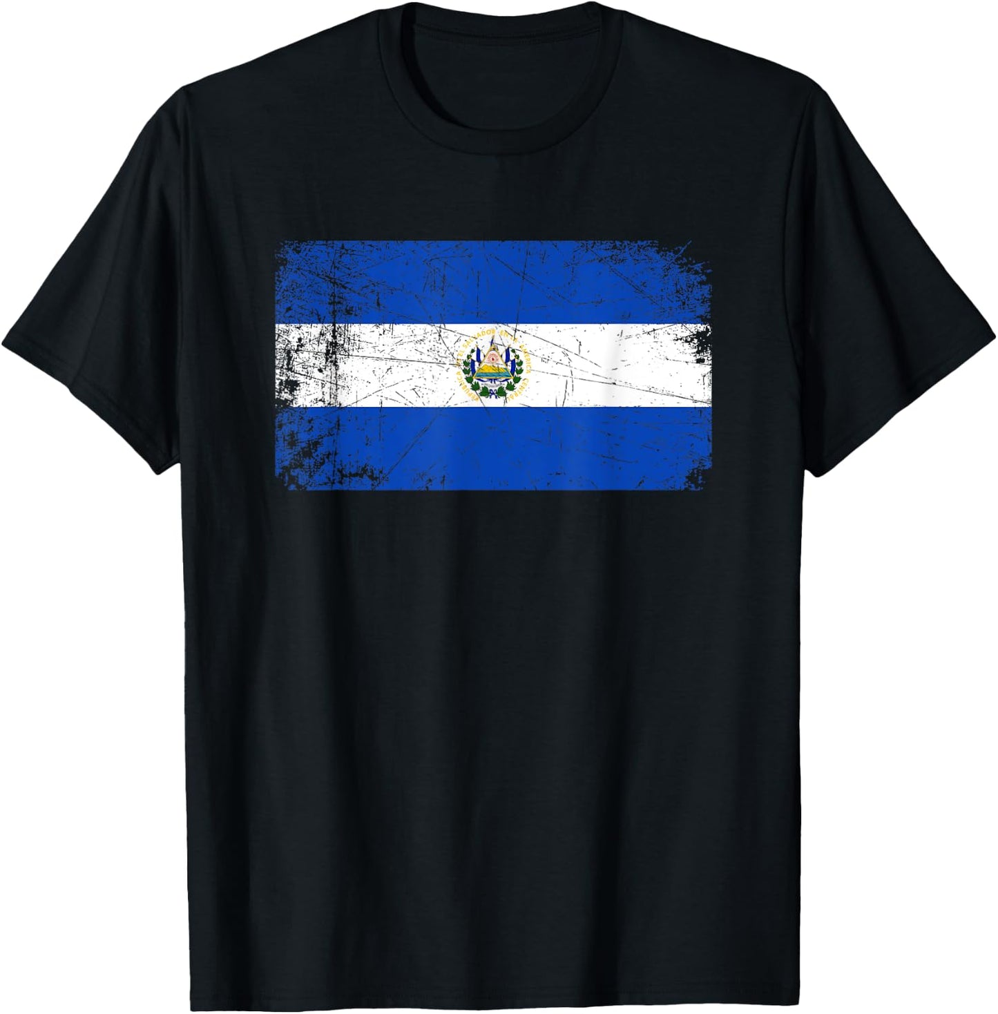 Vintage Made In EL SALVADOR SALVADORAN Flag Gift T-Shirt - T-Shirt | Black