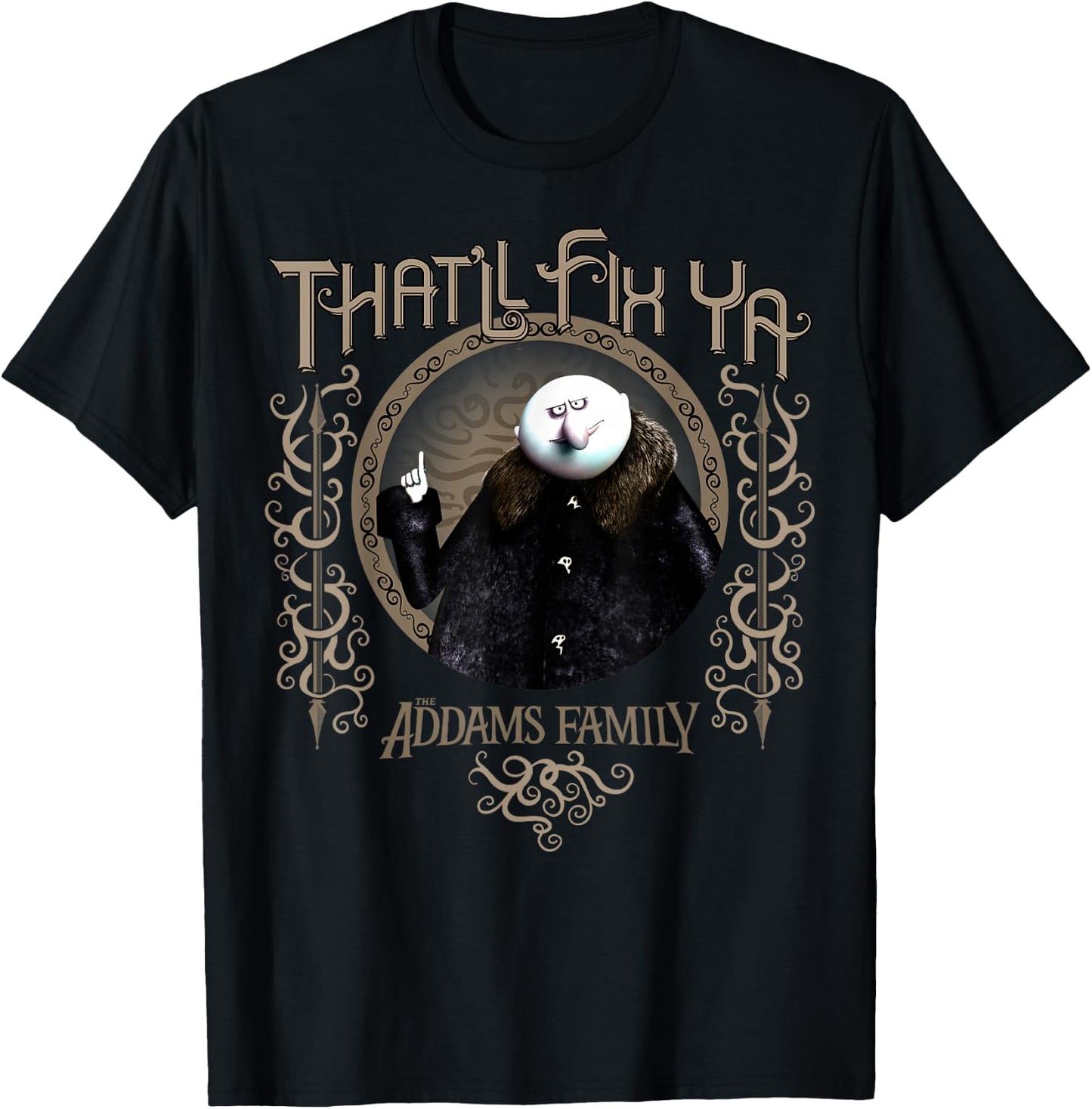Addams Family Uncle Fester That'll Fix Ya Portrait T-Shirt - T-Shirt | Black