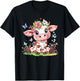 Cute Cow with Flowers I Kids Cow T-Shirt - T-Shirt | Black