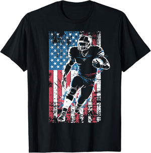 American Flag Football Player Patriotic Sports Design T-Shirt - T-Shirt | Black