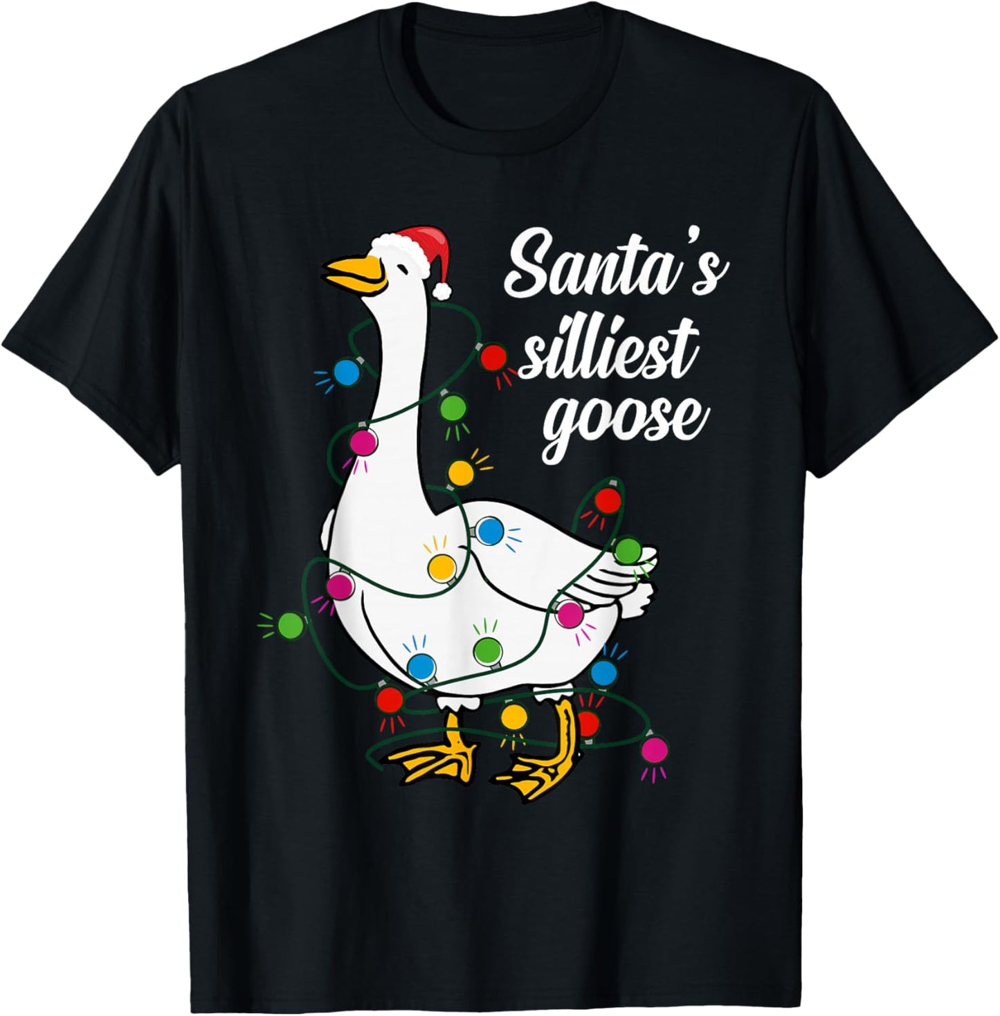 Santa’s silliest goose Funny Christmas Family T-Shirt - T-Shirt | Black