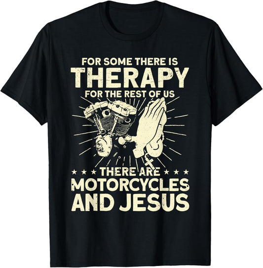 Christian Motorcycle Biker Motorcycles And Jesus Faith T-Shirt - T-Shirt | Black
