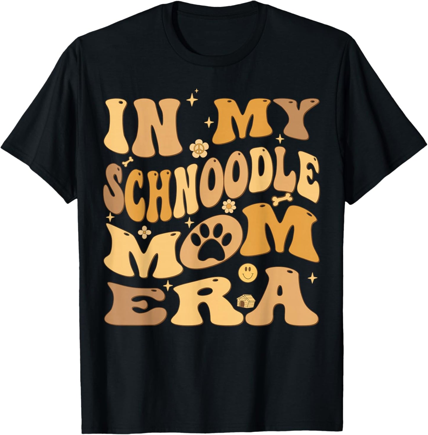 In My Schnoodle Mom Era Groovy Schnoodle Dog T-Shirt - T-Shirt | Black