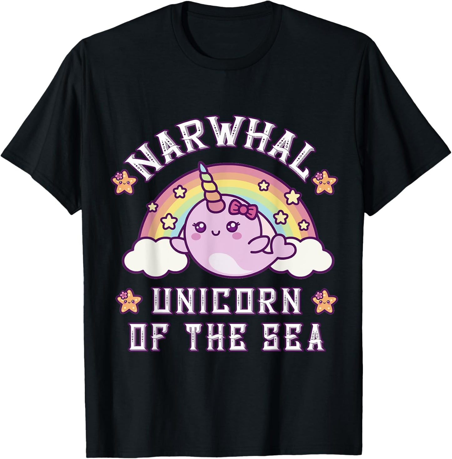 Unicorn Squad Narwhal T shirt Girls Kids Rainbow Unicorns T-Shirt - T-Shirt | Black