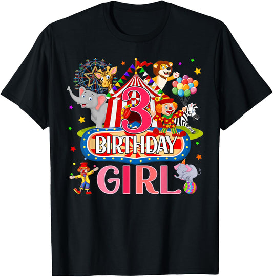 3rd Birthday For Girl Ringmaster Circus Carnival Family Bday T-Shirt - T-Shirt | Black