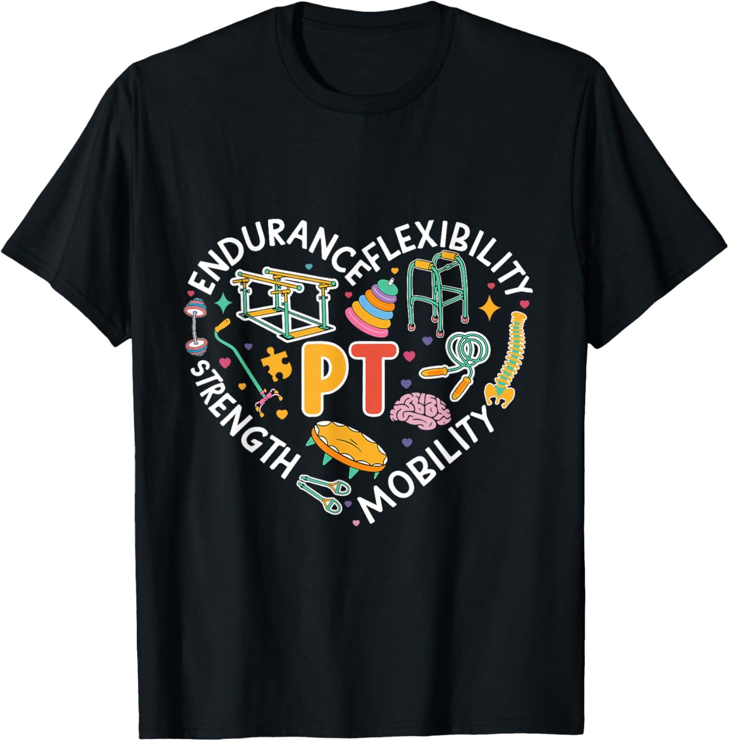 Physical Therapy Retro Groovy Physical Therapist , -Adults/Kids, Black, Small, Short Sleeve T-Shirt - T-Shirt | Black