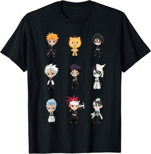 Bleach Cute Chibi Character Grid Anime T-Shirt - T-Shirt | Black