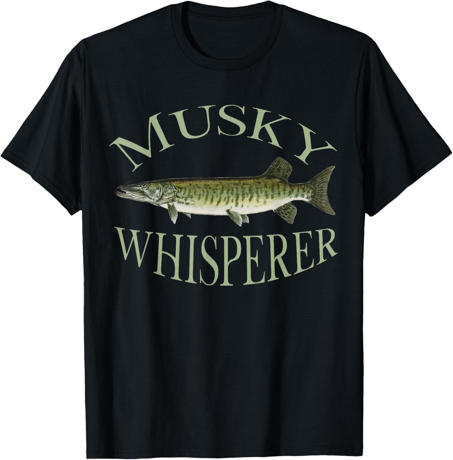 Musky Muskellunge Fish Illustration Art Fishing Angler Gear T-Shirt - T-Shirt | Black