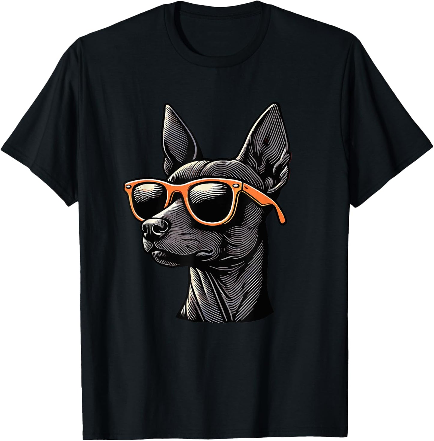 Retro Sunglasses Xoloitzcuintle Mexican Hairless Dog Xolo T-Shirt - T-Shirt | Black