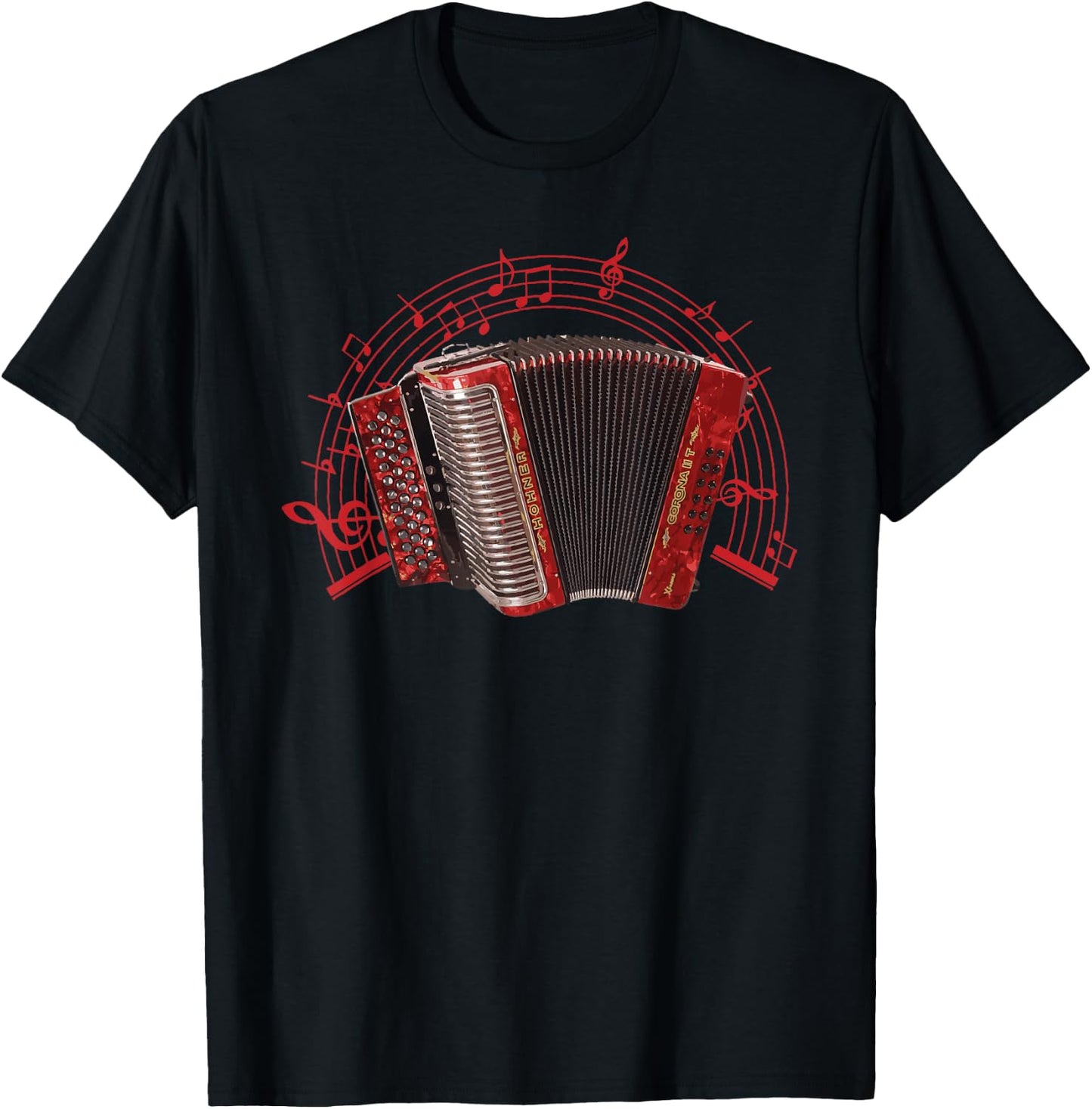 Retro Air Accordion Player Choir Musical Men Women Husband T-Shirt - T-Shirt | Black