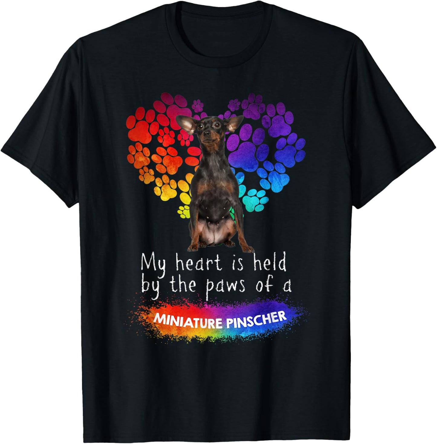 My Heart Is Held By The Paws Of A Miniature Pinscher T-Shirt - T-Shirt | Black