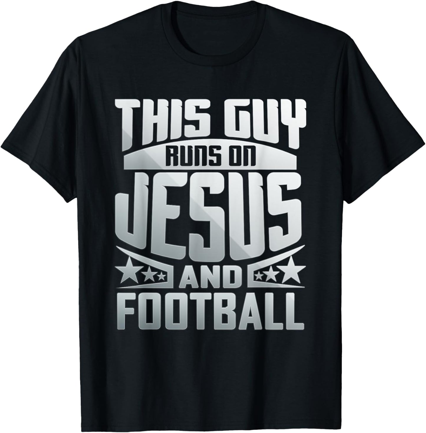 This Guy Runs On Jesus And Football T-Shirt - T-Shirt | Black