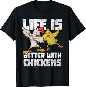 Funny Animal Farmer Kids Dabbing Rooster Dab Hen Chicken T-Shirt - T-Shirt | Black