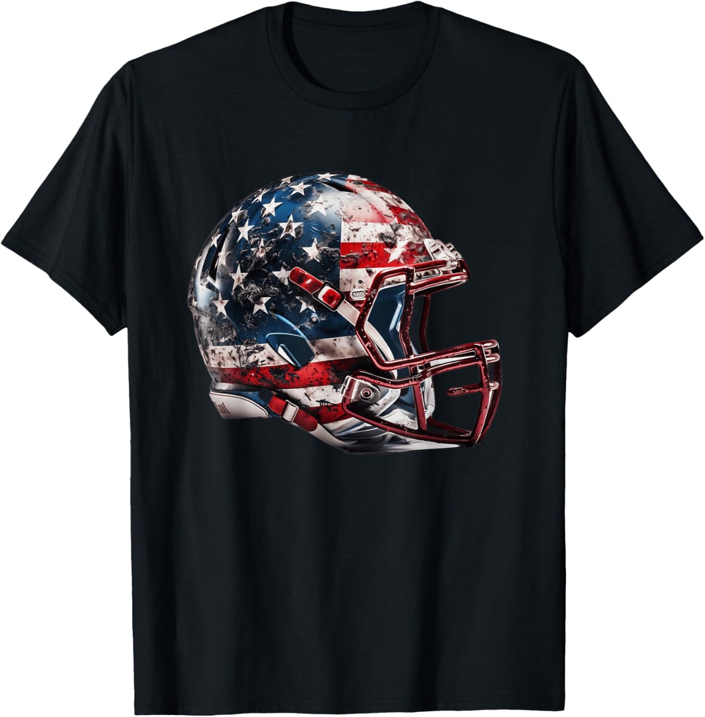 American Football Helmet Us Flag T-Shirt - T-Shirt | Black