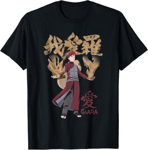 Naruto Shippuden Gaara with Sand and Kanji Anime T-Shirt - T-Shirt | Black