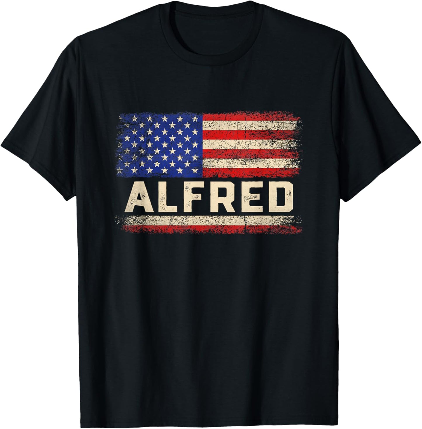 Alfred First Name Shirt Alfred Name American Flag T-Shirt - T-Shirt | Black
