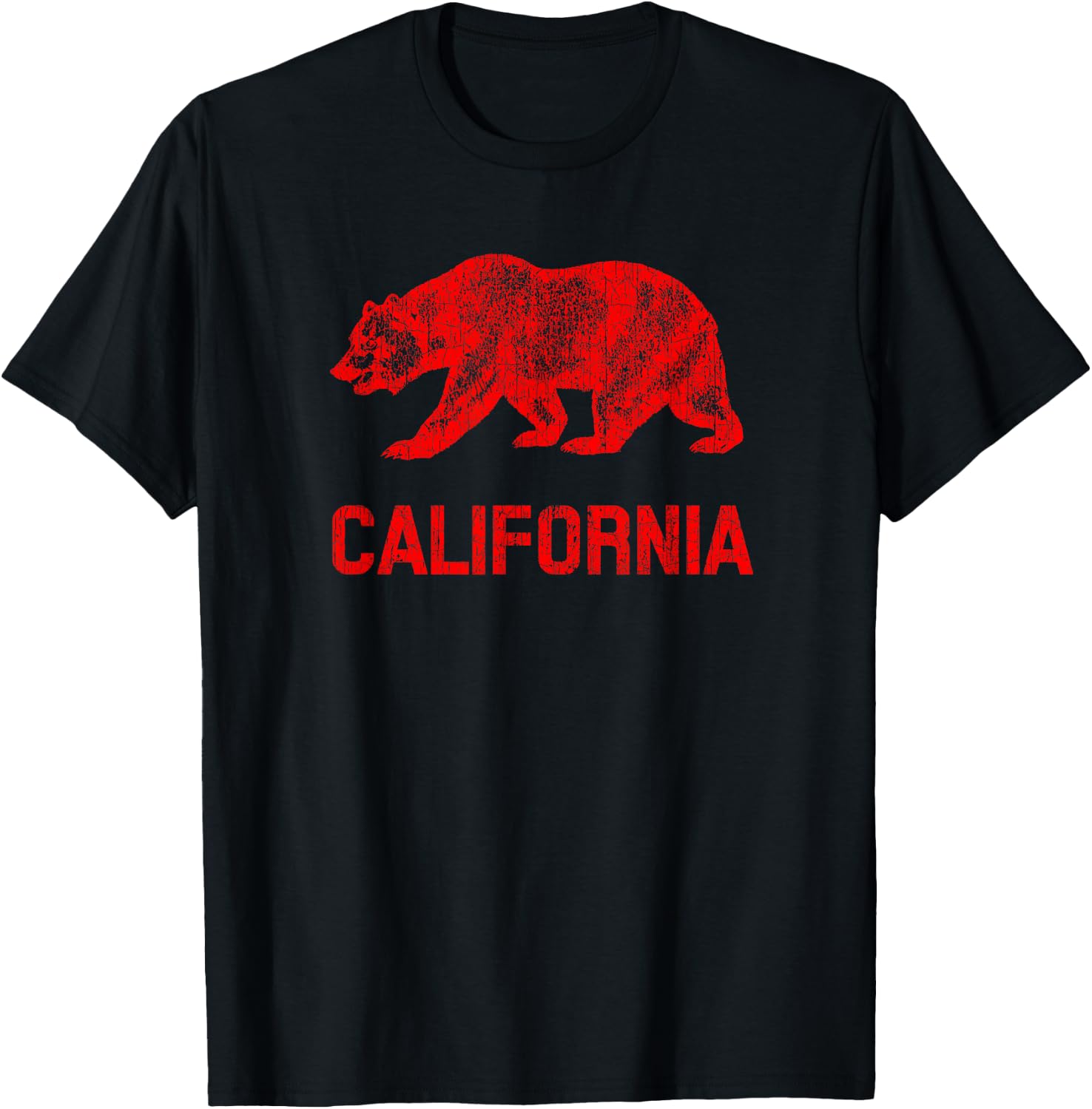 California Republic Flag Distressed Bear T-Shirt - T-Shirt | Black