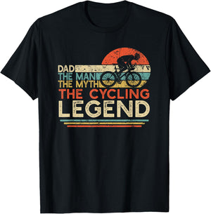 Vintage Cycling Dad The Man The Myth The Legend Cyclist Gift T-Shirt - T-Shirt | Black