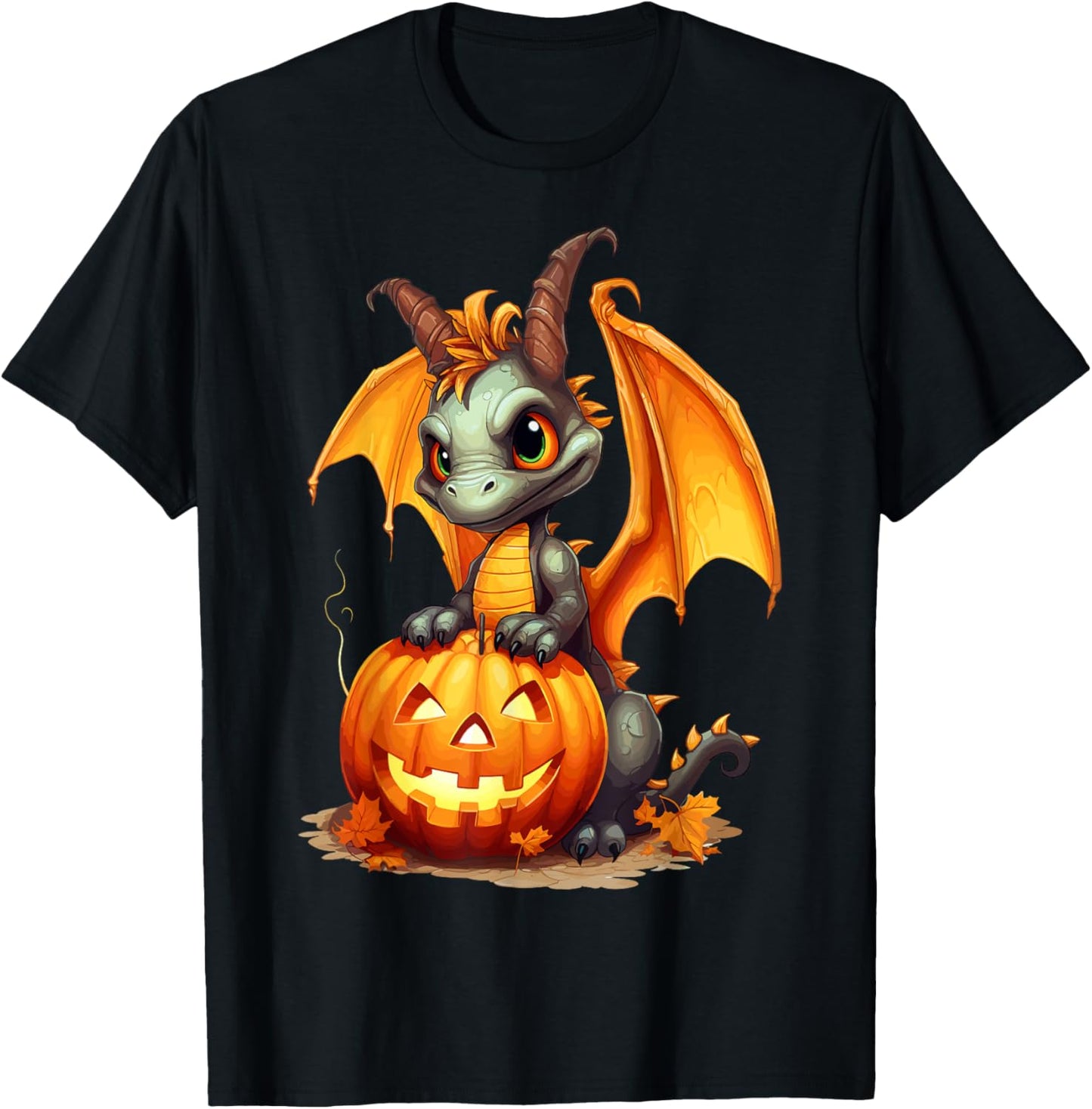 Spooky Halloween Dragon Pumpkin T-Shirt - T-Shirt | Black