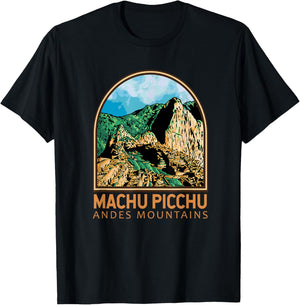 Machu Picchu Peru Landmark Emblem Vintage T-Shirt - T-Shirt | Black