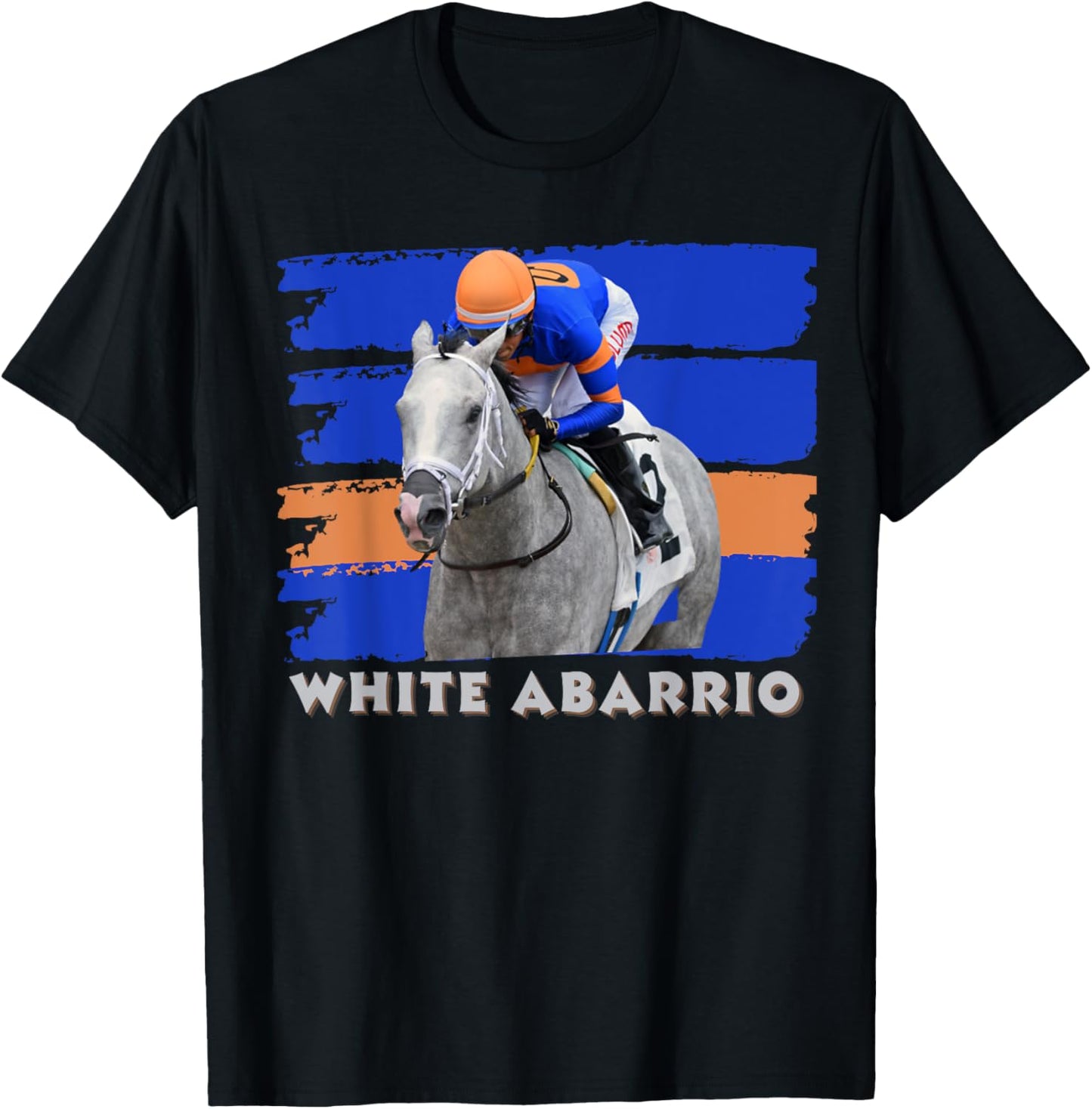White Abarrio Horse, Horse Racing, Del Mar, Santa Anita T-Shirt - T-Shirt | Black