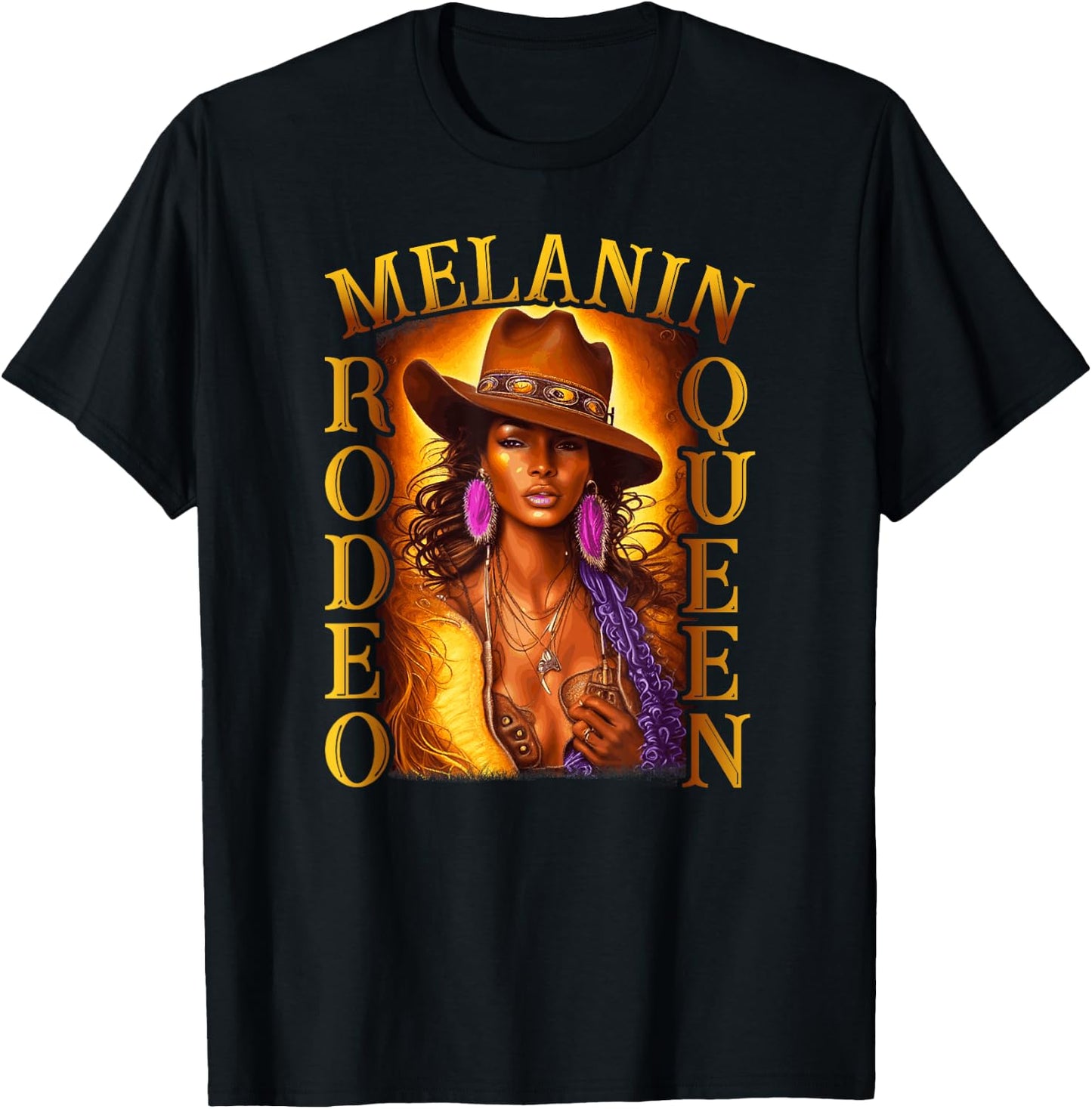 Melanin Rodeo Queen Country African American Cowgirl T-Shirt - T-Shirt | Black