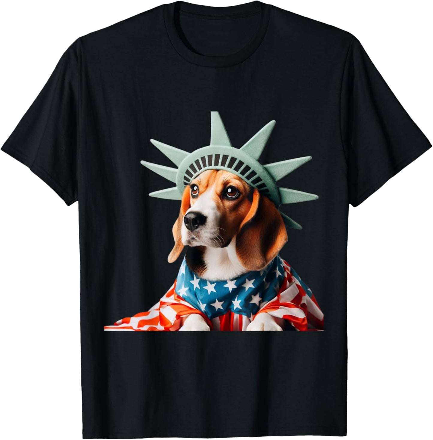 Beagle Patriotic Statue Of Liberty 4th of July USA American Kids Men T-Shirt - T-Shirt | Black
