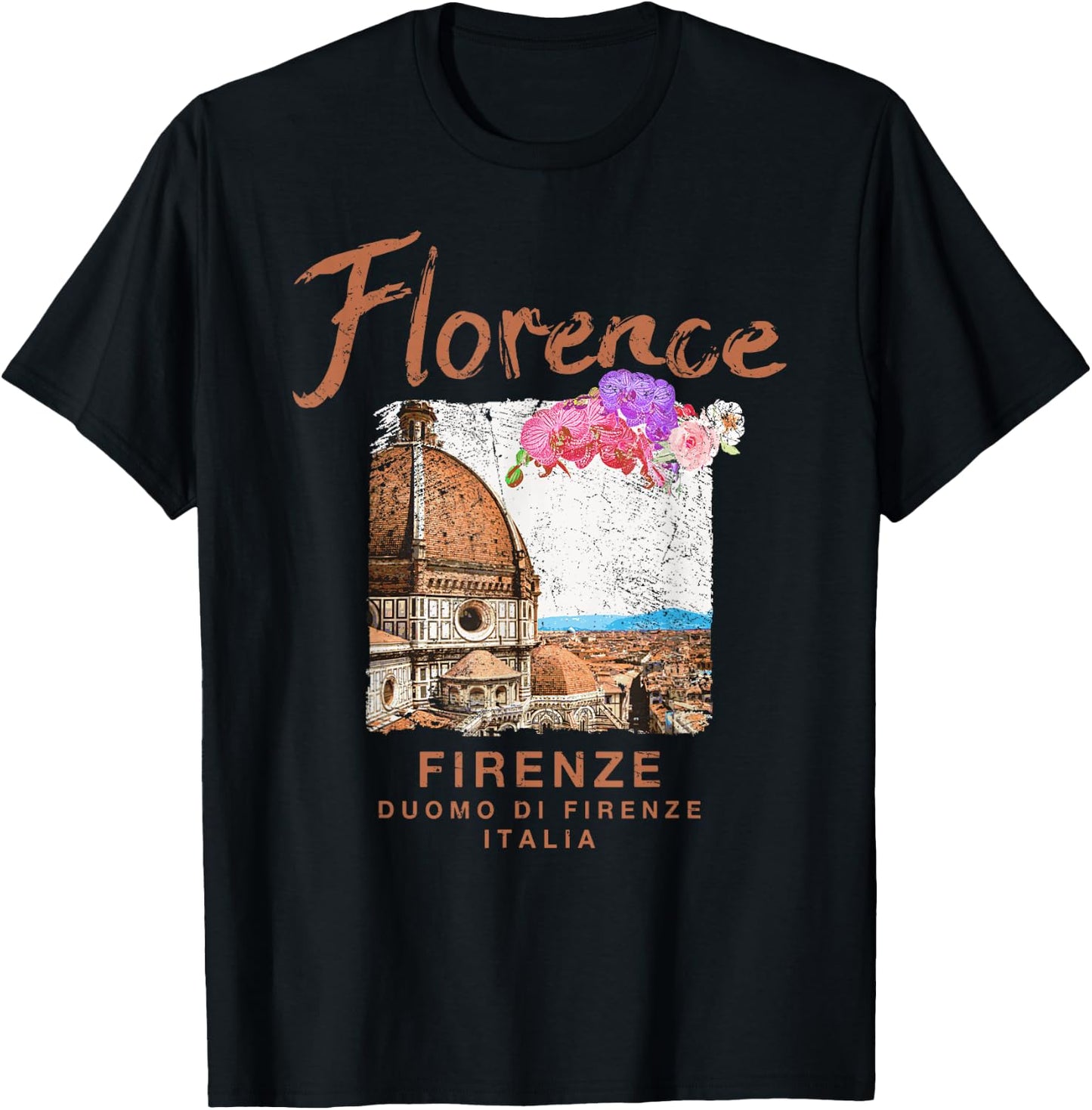 Italy Florence Duomo Italian Vintage Travel T-Shirt - T-Shirt | Black