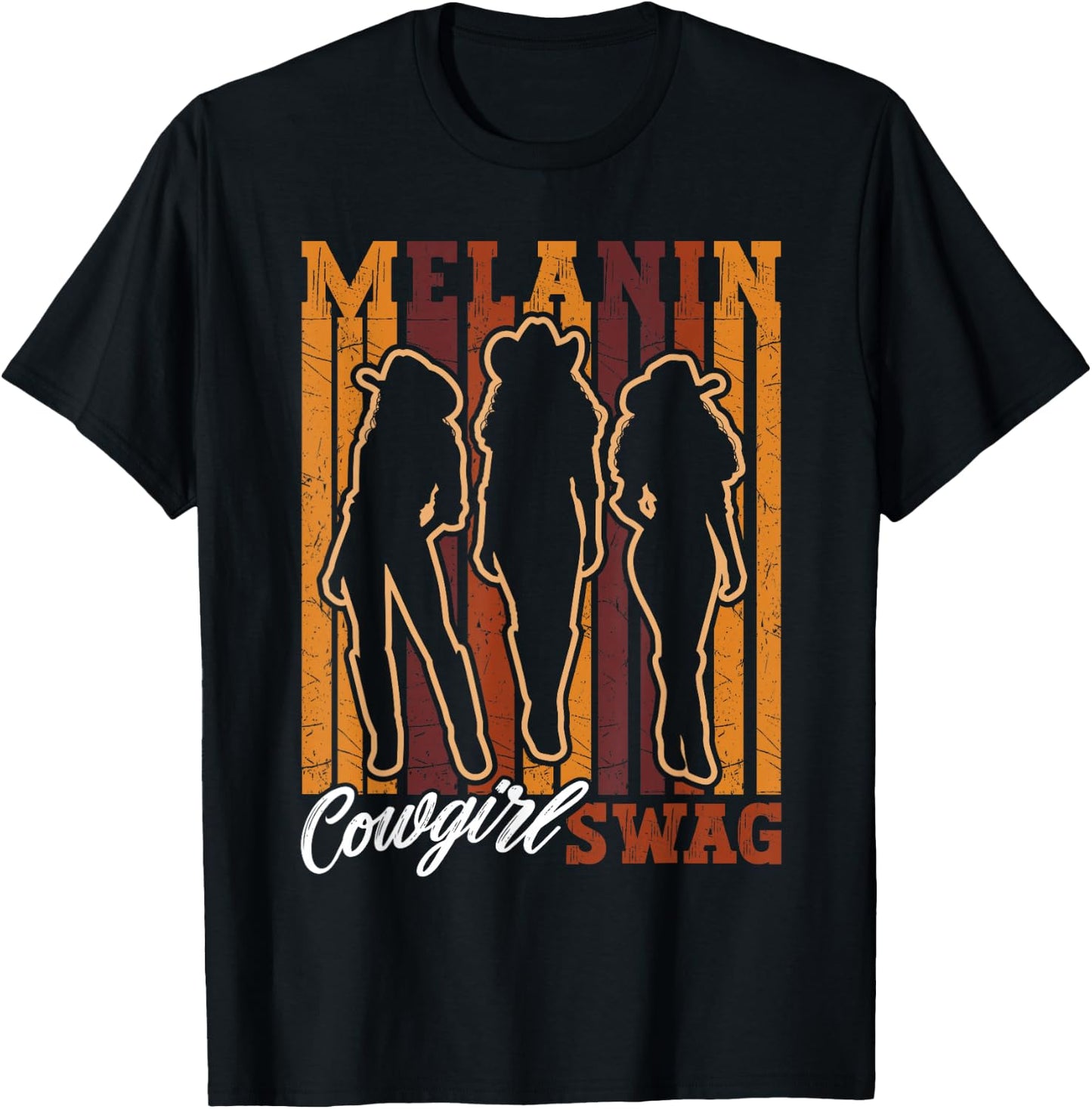 Melanin Cowgirl Swag African Western Rodeo Black History T-Shirt - T-Shirt | Black