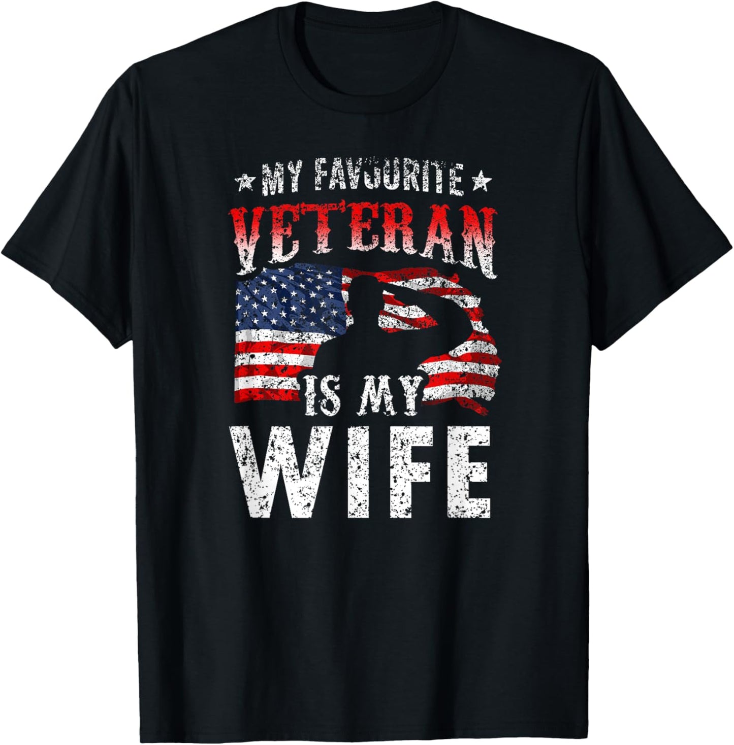 My Favorite Veteran is My Wife Veterans Veteran's Day Team T-Shirt - T-Shirt | Black