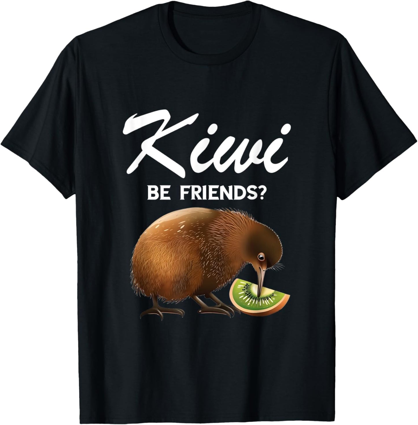 Funny Kiwi Bird Can We Be Friends Flightless New Zealand T-Shirt - T-Shirt | Black