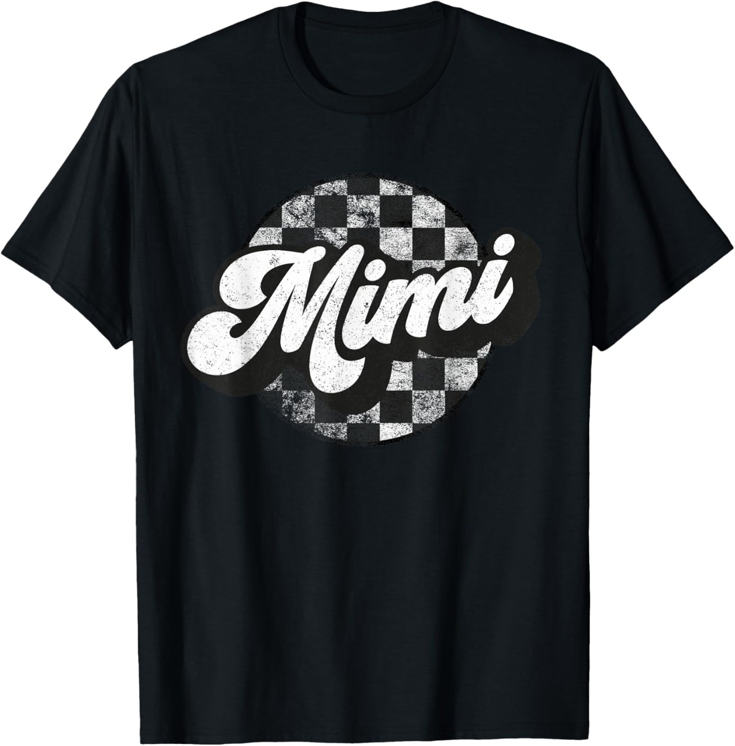 Funny Retro Checkered Mimi Race Vintage Matching Family T-Shirt - T-Shirt | Black