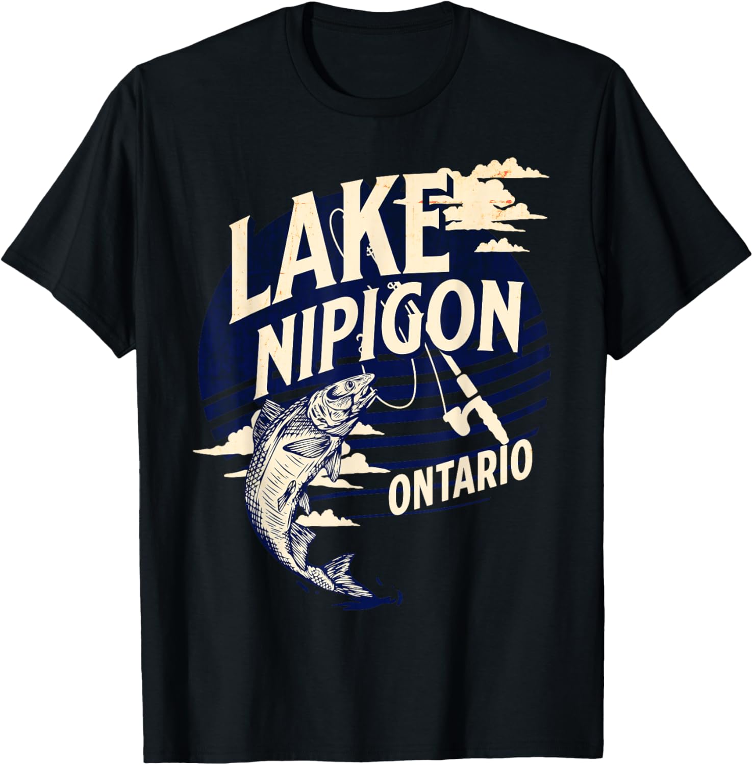 Lake Nipigon Ontario Canada Fly Fishing Trout Souvenir T-Shirt - T-Shirt | Black