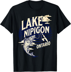 Lake Nipigon Ontario Canada Fly Fishing Trout Souvenir T-Shirt - T-Shirt | Black