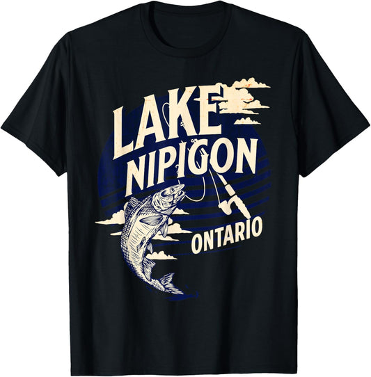 Lake Nipigon Ontario Canada Fly Fishing Trout Souvenir T-Shirt - T-Shirt | Black